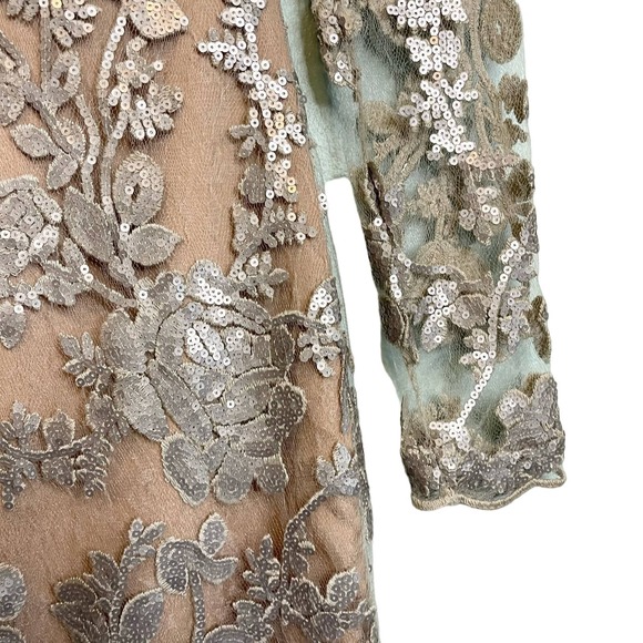 Dress The Population Women's Lace Floral Sequin Long Sleeve Formal Dress Size XS - Picture 7 of 15